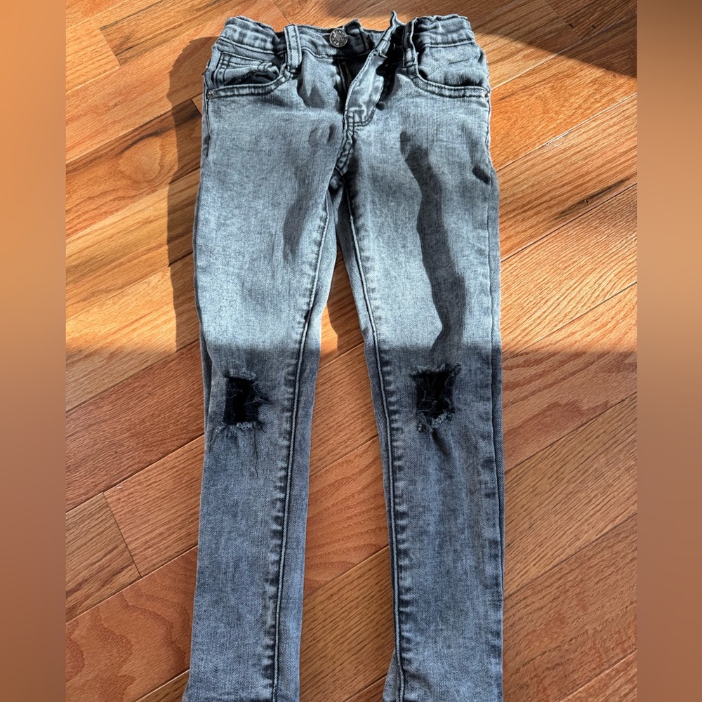 Trendy Black Distressed Kids Jeans